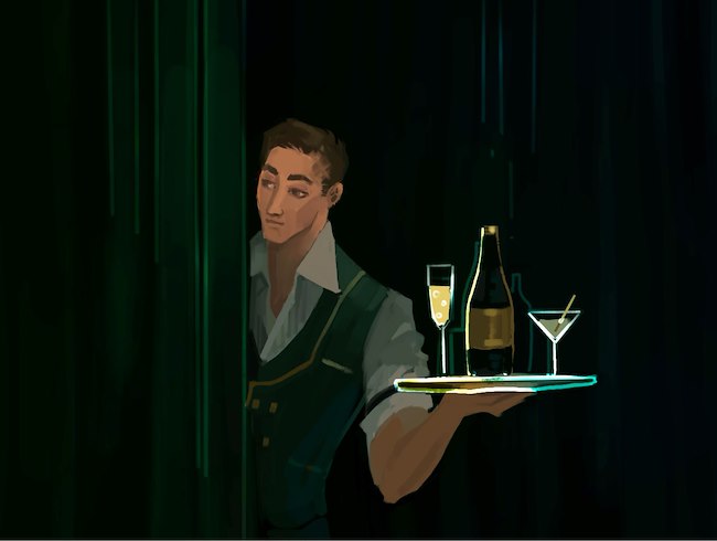 Barkeeper im The Curtain Club Bar Illustration